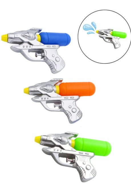 PISTOLET A EAU 17 CM, pistolet à eau pinata, pistolet à eau enfant, Pistolet à Eau Style Spatial Argenté – 17 cm pour Anniversaire