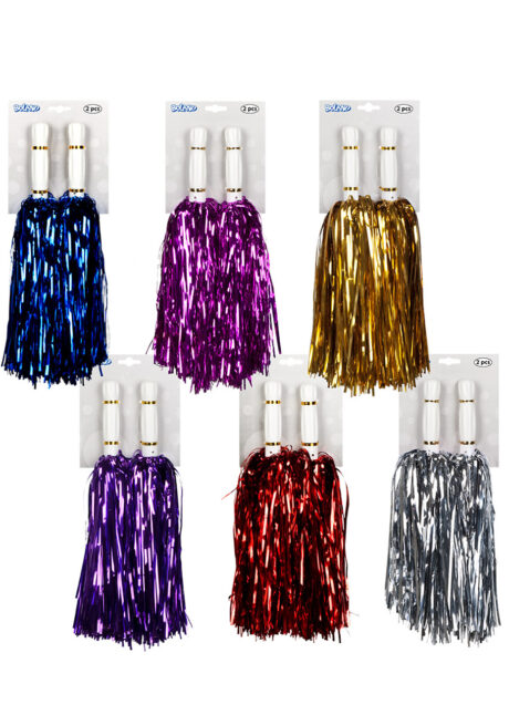 pompon de pom pom girl, pompon de cheerleader, accessoire pom pom girl déguisement, accessoire déguisement pom pom girl, Pompons de Pom Pom Girl x 2, Métal