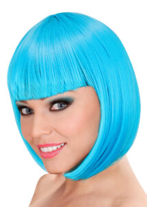 perruque bleue femme, perruque carré bleu femme, perruque turquoise, perruques femmes, Perruque Loulou, Carré Bleu Turquoise, Qualité Supérieure