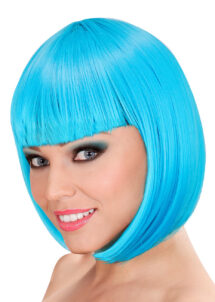 perruque bleue femme, perruque carré bleu femme, perruque turquoise, perruques femmes