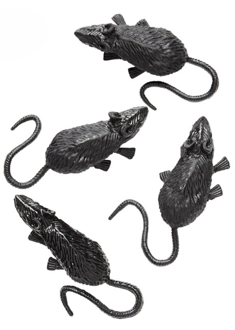souris noires halloween, fausses souris, souris décos, Souris Noires x 4