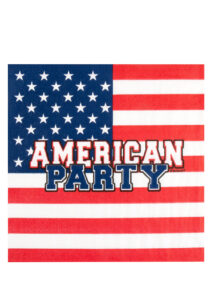 vaisselle jetable, serviettes en papier, serviettes bleues, vaisselle états unis, serviette drapeau américain, Vaisselle Etats Unis, Serviettes American Party