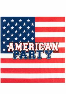 serviettes USA, vaisselle thème USA, anniversaire thème usa, Serviettes en Papier USA – Drapeau Américain American Party – 33 cm