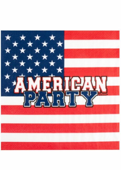 serviettes USA, vaisselle thème USA, anniversaire thème usa, Serviettes en Papier USA – Drapeau Américain American Party – 33 cm
