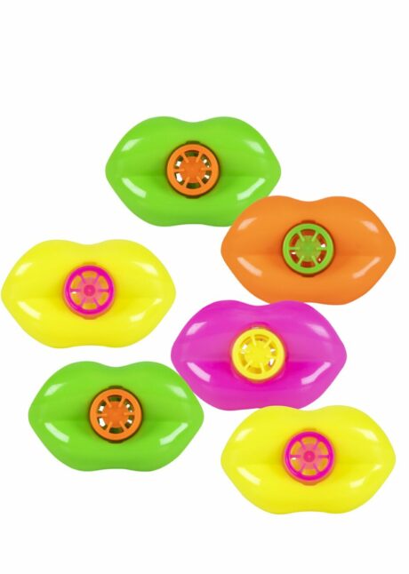 SIFFLETS BOUCHE, JOUETS PINATA, Sifflets Bouche Lèvres Fluo – Lot de 6 Jouets à Pinata pour Anniversaire