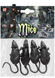souris noires halloween, fausses souris, souris décos