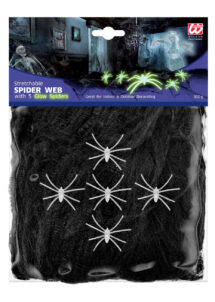 toile d'araignée noire, fausse toile d'araignée noire, décorations halloween, Toile d’Araignée Noire, 100 gr