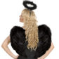 ailes de déguisement, ailes pour se déguiser, ailes d'anges noires, ailes d'ange noir, ailes en plumes, ailes noires, accessoire halloween, ailes de démon Ailes d’Ange en Plumes, Plongeantes, Noires