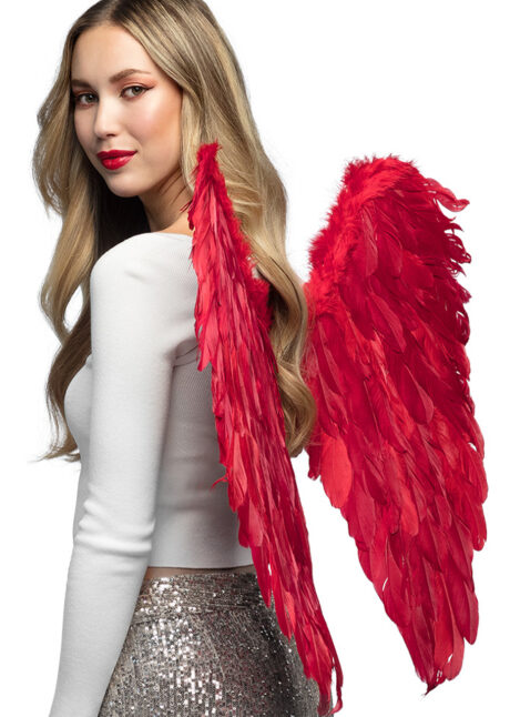 ailes plumes rouges, ailes diable, ailes démons, Ailes d’Ange, Plumes Rouges, 65 cm