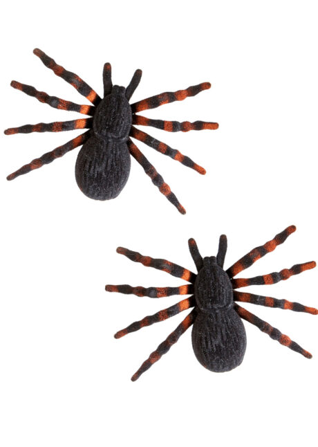 fausse araignée, araignées halloween, accessoire araignée halloween, accessoire décorations halloween, décorations araignées halloween, décorations halloween, fausses araignées noires velues, Araignées Tarentules x 2