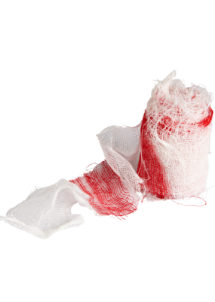 bande ensanglantée, bandage faux sang, bande avec faux sang