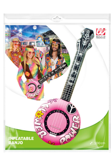 banjo gonflable, guitare gonflable, déguisement hippie, Banjo Gonflable, Rose