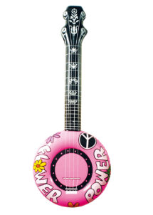 banjo gonflable, guitare gonflable, déguisement hippie, Banjo Gonflable, Rose