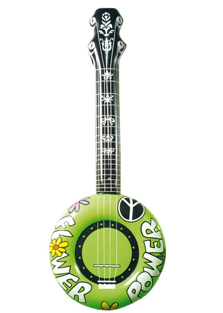 banjo gonflable, guitare gonflable, déguisement hippie, Banjo Gonflable, Vert