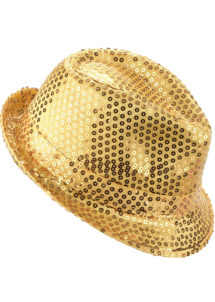 chapeau paillettes, chapeau Borsalino paillettes, chapeau doré