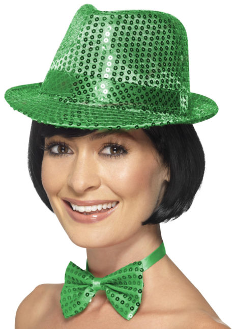 , Chapeau Borsalino Paillettes Sequins, Vert