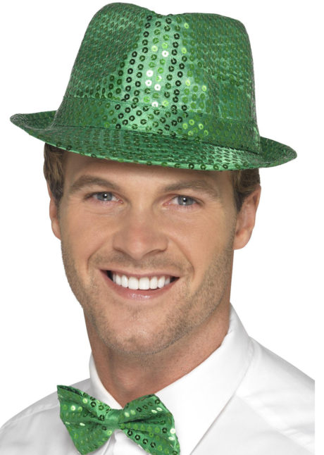 , Chapeau Borsalino Paillettes Sequins, Vert