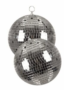 BOULE A FACETTE ARGENT 20 CM, boule disco argent, boule disco format moyen