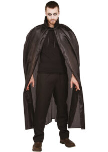 cape noire halloween, cape halloween adulte, Cape Noire avec Col, 130 cm