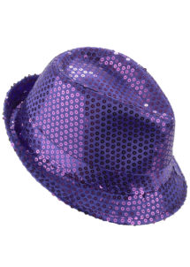 chapeau paillettes, chapeau Borsalino paillettes, chapeau violet