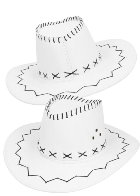 détails chapeau de cowboy blanc, Chapeau de Cowboy Suédine, Blanc