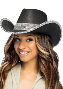 chapeau cowboy strass noir, chapeau cowboy noir paillettes