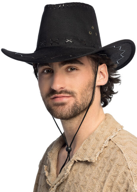 chapeau de cowboy noir, chapeau cowboy suédine noir, Chapeau de Cowboy Suédine, Noir
