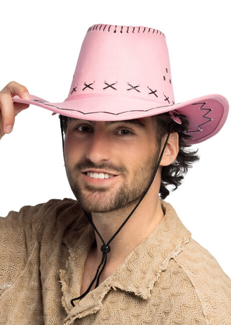 chapeau cowboy rose, chapeau de cowboy pas cher, Chapeau de Cowboy Suédine, Rose
