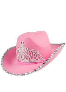 chapeau de cowboy rose, chapeau cowboy couronne, chapeau cowboy femme