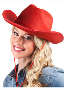 chapeau de cowboy rouge, chapeaux de cowboys, chapeau de cowboy, accessoires déguisement de cowboy