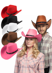 chapeau de cowboy noir, chapeau cowboy rouge, chapeau cowboy rose, chapeau cowboy blanc, chapeau cowboy marron, Chapeau de Cowboy Wichita, 5 Couleurs