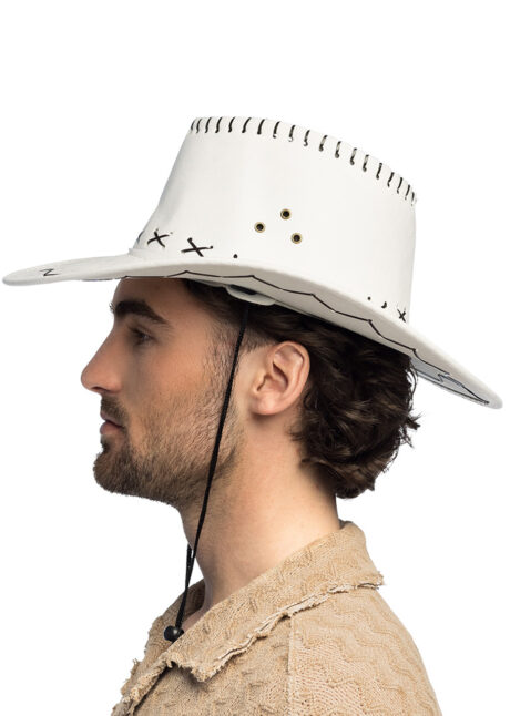 chapeau de cowboy de profil, Chapeau de Cowboy Suédine, Blanc