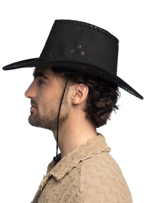 chapeau de cowboy noir, chapeau cowboy suédine noir, Chapeau de Cowboy Suédine, Noir