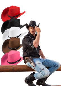 chapeau de cowboy noir, chapeau cowboy rouge, chapeau cowboy rose, chapeau cowboy blanc, chapeau cowboy marron, Chapeau de Cowboy Wichita, 5 Couleurs