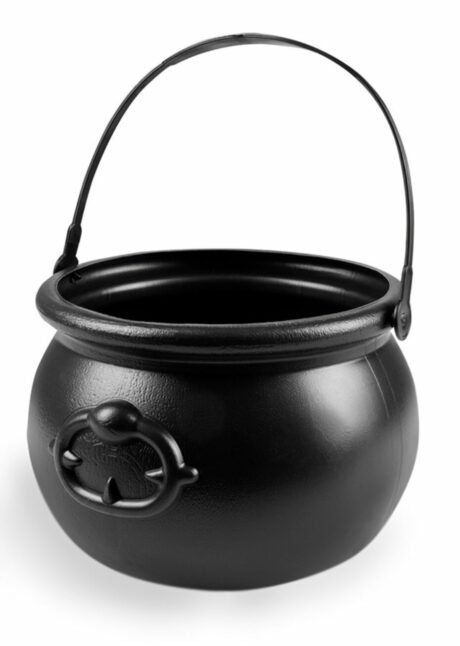 chaudron halloween, chaudron sorcière en plastique, chaudron sorcière halloween, accessoire déco halloween, accessoire décorations halloween, accessoire sorcière déguisement, accessoire déguisement sorcière, faux chaudron de sorcière halloween, faux chaudron sorcière déguisement, Chaudron de Sorcière Noir, 19 cm