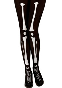 collant squelette, collants squelettes halloween, Collant Noir, Imprimé Squelette Blanc