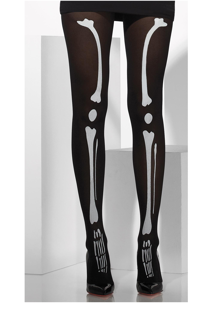 Collants Squelette Noir Et Blanc Halloween 40 DEN - Widmann Milano - Déguisement Fête Carnaval