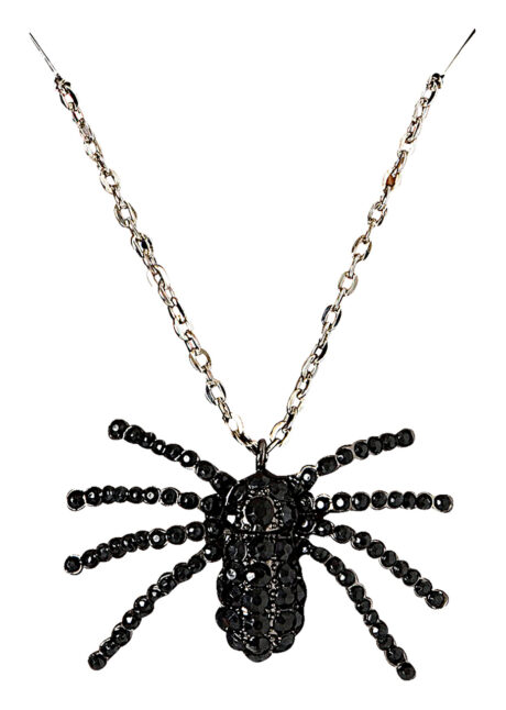 bijoux halloween, collier araignée, Collier Araignée Strass sur Chaîne Métal