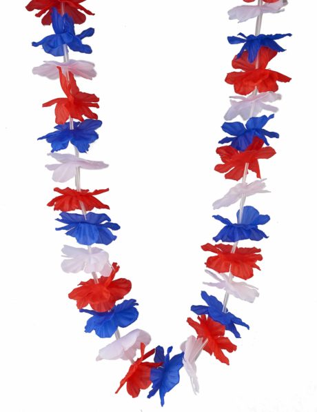 collier france, collier bleu blanc rouge, accessoires coupe du monde, accessoires de supporter, boutique supporter, mondial, foot, rugby, Collier de Fleurs Bleu Blanc Rouge, Supporter France