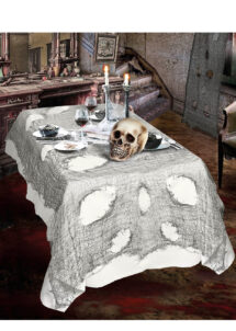 tissu déco Halloween, tissu déchiré Halloween, Déco Tissu Gris Effrayant, Mailles Déchirées