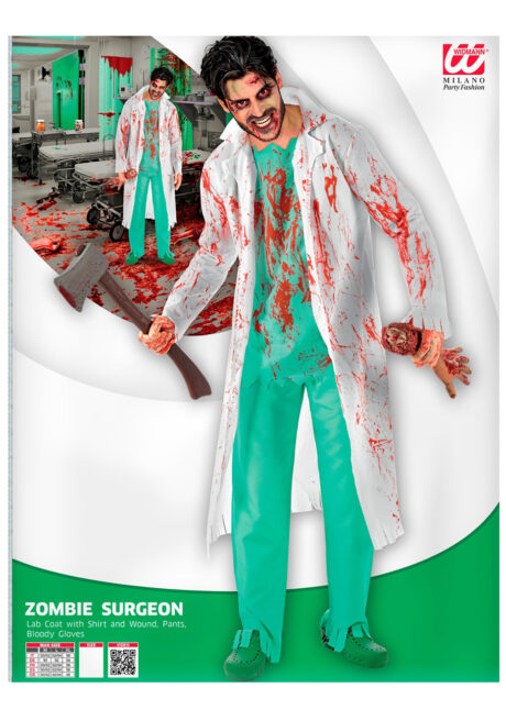 déguisement halloween homme, costume halloween homme, déguisement homme halloween, déguisement chirurgien halloween, costume chirurgien halloween, déguisement médecin halloween, costume médecin halloween, déguisement halloween adulte, Déguisement de Médecin Chirurgien Zombie, avec Blouse