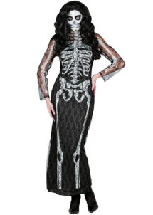 déguisement robe squelette,déguisement squelette femme, déguisement halloween femme, costume halloween adulte, costume halloween squelette, costume squelette femme, déguisement squelette femme, Déguisement Squelette, Robe Dentelle Imprimée