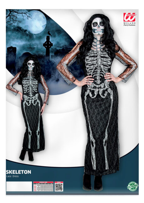 déguisement robe squelette,déguisement squelette femme, déguisement halloween femme, costume halloween adulte, costume halloween squelette, costume squelette femme, déguisement squelette femme, Déguisement Squelette, Robe Dentelle Imprimée