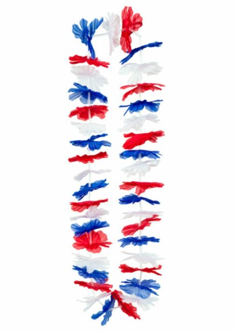 collier france, collier bleu blanc rouge, accessoires coupe du monde, accessoires de supporter, boutique supporter, mondial, foot, rugby, Collier de Fleurs Bleu Blanc Rouge, Supporter France