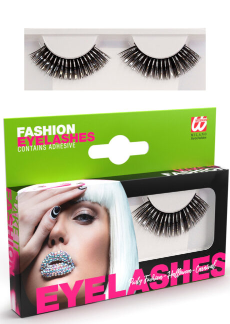 faux cils noirs et argent, faux cils fantaisie, Faux Cils Noirs et Argent