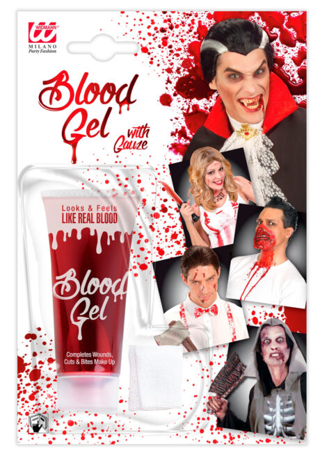 gel faux sang, faux sang maquillage Halloween, tube de faux sang, Faux Sang en Gel, avec Compresse, 42 ml