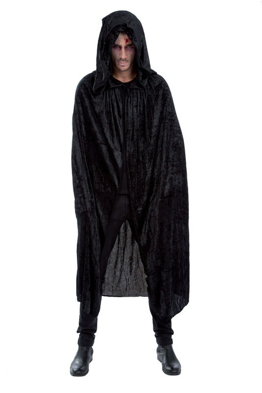 Cape Noire à Large Capuche, Velours - Aux Feux de la Fête ...