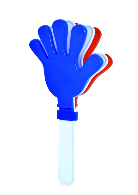mains d'applaudissements, clapclap supporters, accessoire supporter, supporter foot, Main Applaudisseur, Clap Clap, Bleu Blanc Rouge