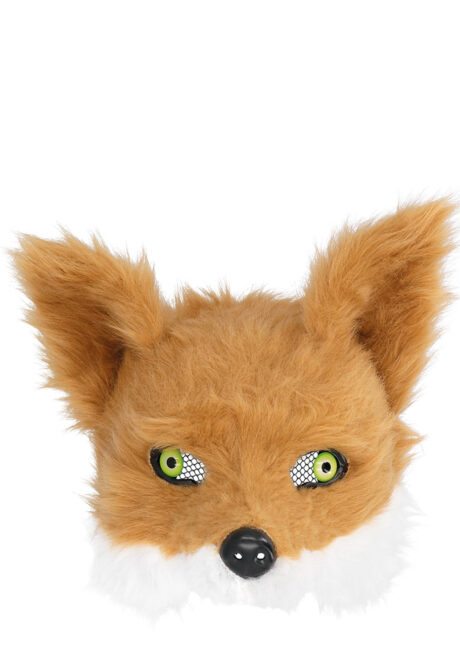 masque renard fourrure, masque animal déguisement, Masque de Renard en Fourrure, Demi Visage