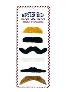 fausses moustaches, postiches, moustaches, pack de moustaches, moustaches de déguisement, Moustaches, Noir, Châtain, Blond, Gris x 6